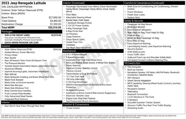 Used 2023 Jeep Renegade Latitude w/ Sun & Fun Group AWD/4WD image 7