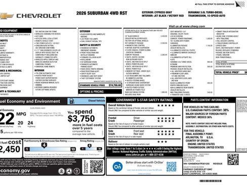 New 2026 Chevrolet Suburban RST w/ RST Capability Package AWD/4WD image 4