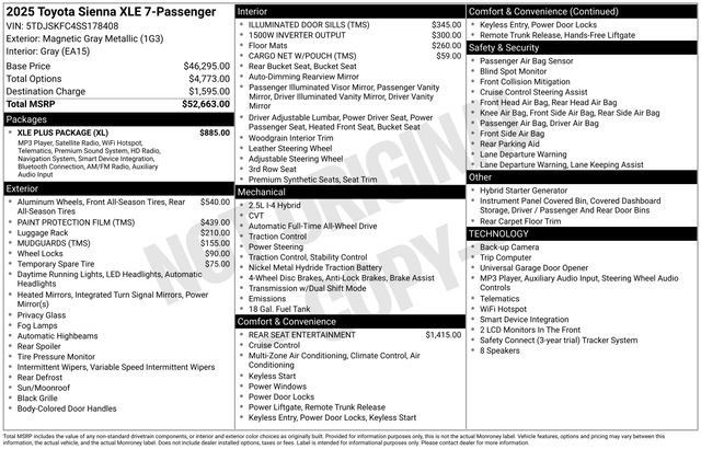 New 2025 Toyota Sienna XLE w/ XLE Plus Package AWD/4WD image 34