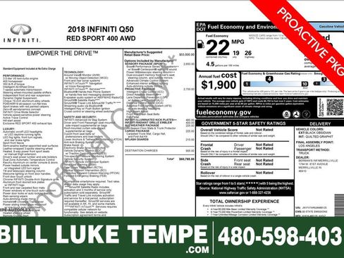 Used 2018 INFINITI Q50 Red Sport 400 w/ Proactive Package image 1