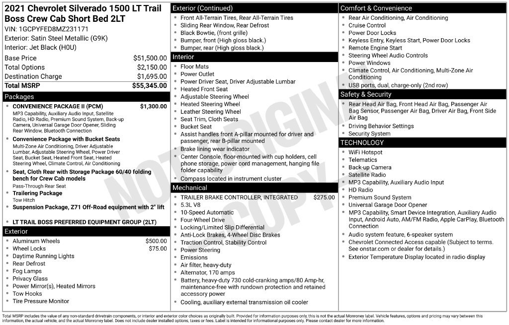 Used 2021 Chevrolet Silverado 1500 LT Trail Boss w/ Convenience Package II AWD/4WD image 5