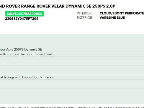 Used 2024 Land Rover Range Rover Velar Dynamic SE AWD/4WD image 2