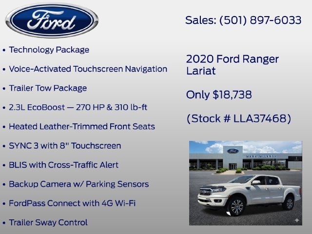Certified 2020 Ford Ranger Lariat w/ Technology Package RWD image 7
