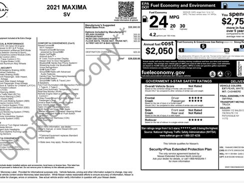 Used 2021 Nissan Maxima 3.5 SV w/ Floor Mat Group FWD image 2