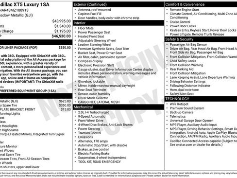Used 2021 Cadillac XT5 Luxury w/ LPO, Floor Liner Package FWD image 41