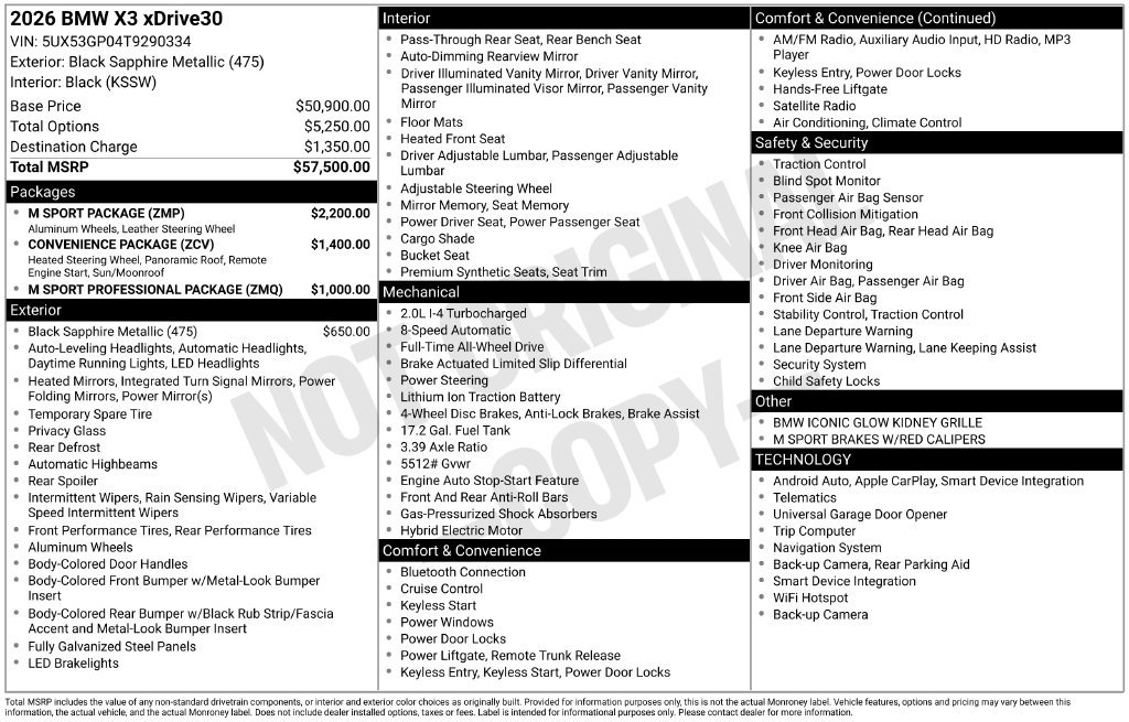 Certified 2026 BMW X3 xDrive30i w/ M Sport Package AWD/4WD image 44