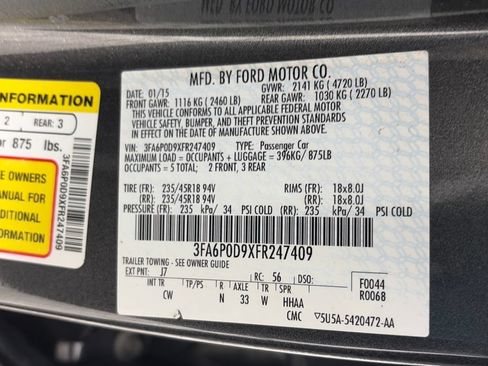 Used 2015 Ford Fusion Titanium AWD/4WD image 9