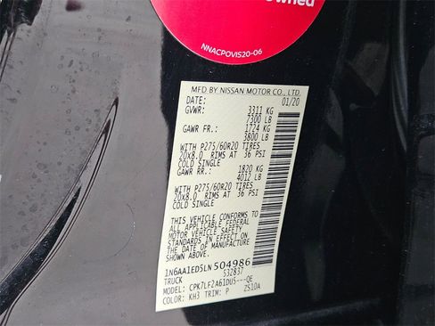 Used 2020 Nissan Titan Platinum Reserve w/ Moonroof Package image 29