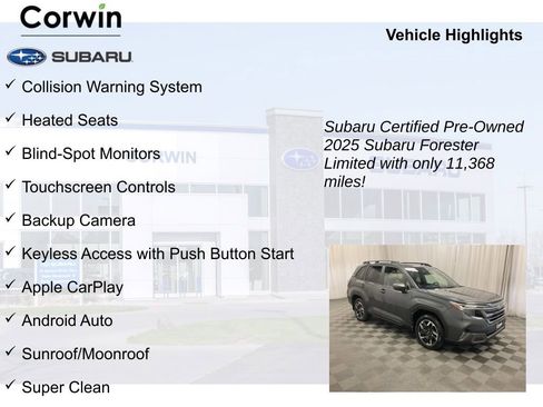 Certified 2025 Subaru Forester Limited w/ Popular Package #2 AWD/4WD image 9