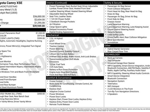 New 2026 Toyota Camry XSE FWD image 16