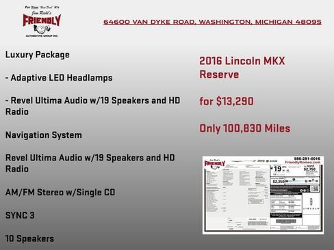 Used 2016 Lincoln MKX Reserve w/ Luxury Package AWD/4WD image 5