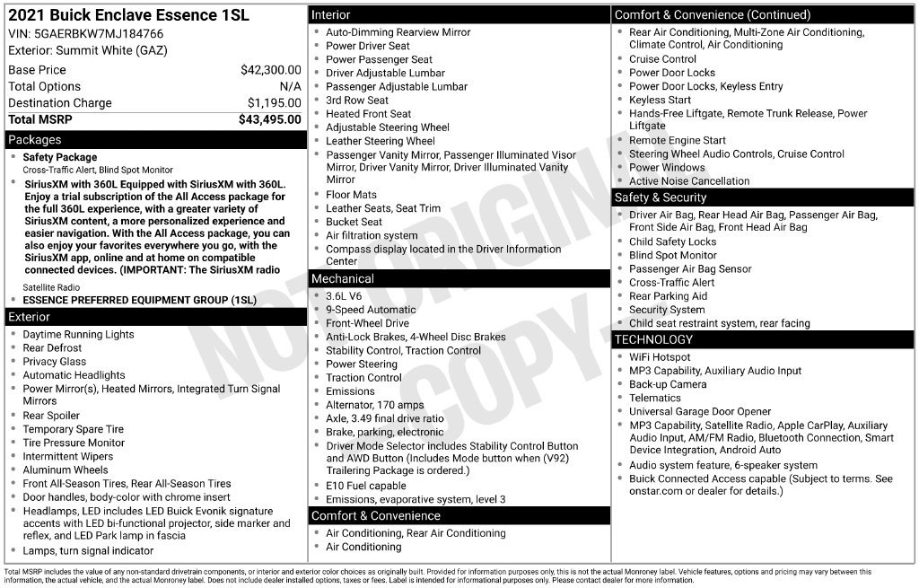 Used 2021 Buick Enclave Essence FWD image 2
