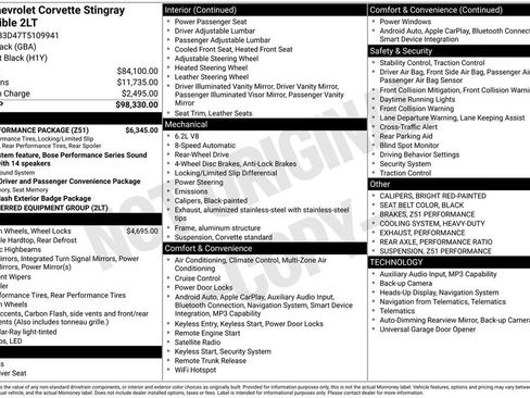 New 2026 Chevrolet Corvette Stingray Preferred Conv w/ Z51 Performance Package RWD image 25
