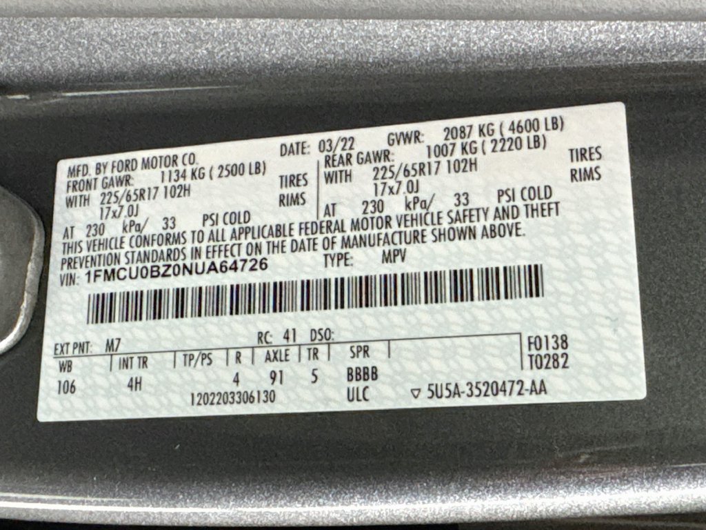 Used 2022 Ford Escape SE w/ Cold Weather Package FWD image 37