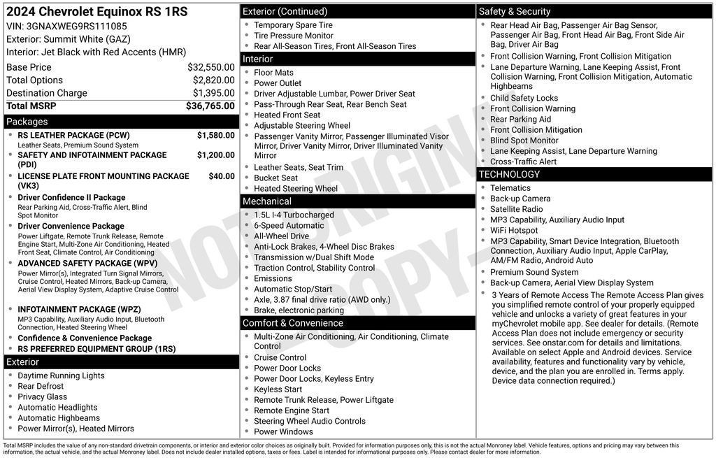 Certified 2024 Chevrolet Equinox RS w/ RS Leather Package AWD/4WD image 40