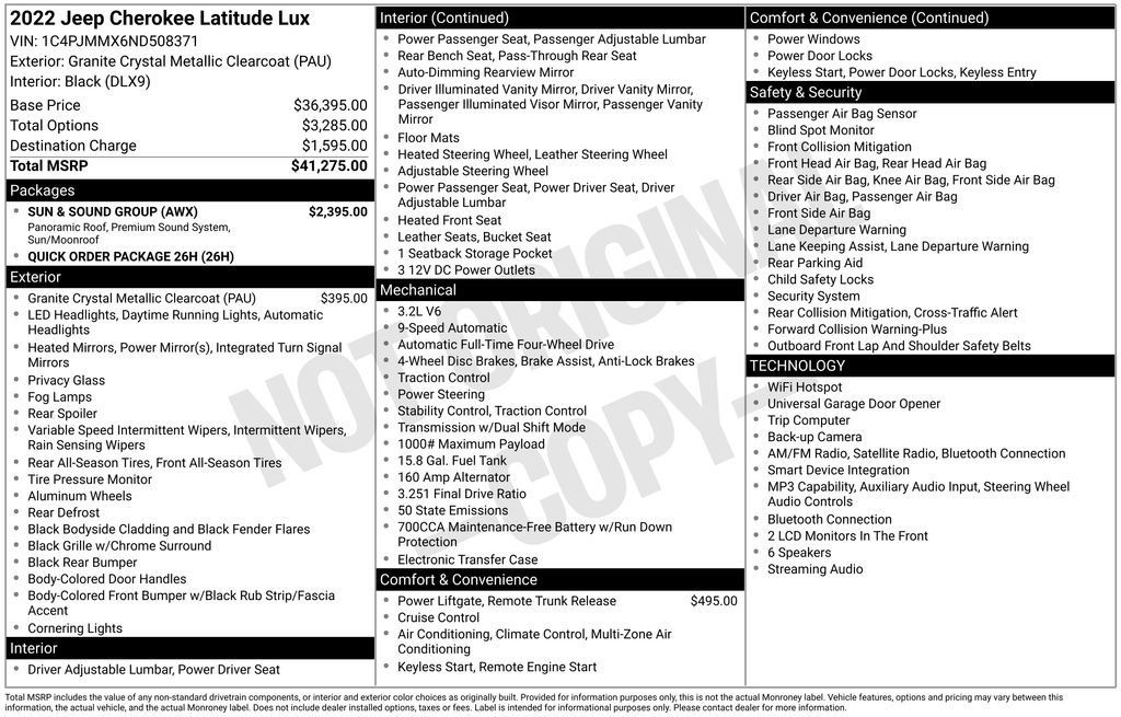 Used 2022 Jeep Cherokee Latitude Lux w/ Sun & Sound Group AWD/4WD image 7