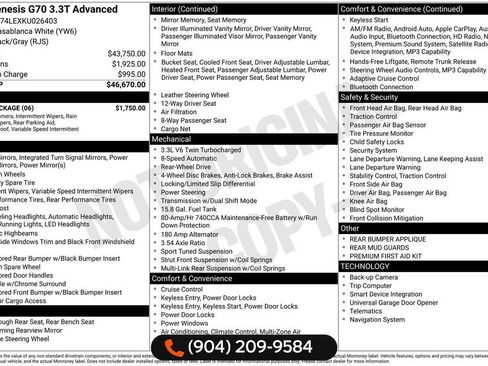 Used 2019 Genesis G70 3.3T Advanced w/ Elite Package image 6