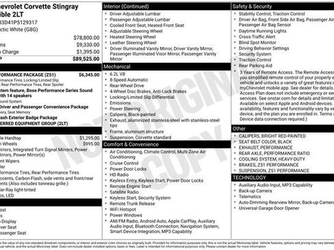 Used 2023 Chevrolet Corvette Stingray Preferred Conv w/ Z51 Performance Package RWD image 2