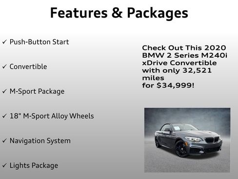 Used 2020 BMW M240i xDrive Convertible w/ Premium Package image 8