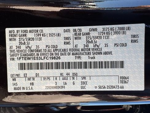 Used 2020 Ford F150 Lariat w/ Equipment Group 502A Luxury AWD/4WD image 10