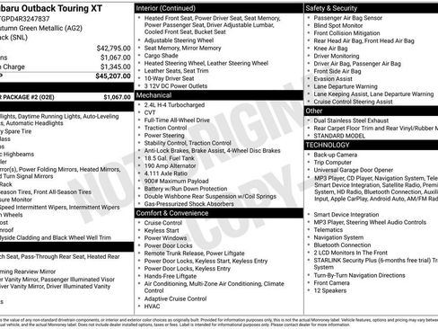 Used 2024 Subaru Outback Touring XT w/ Popular Package #2 AWD/4WD image 6