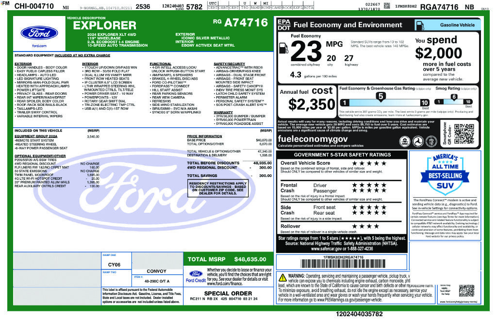 Certified 2024 Ford Explorer XLT w/ Equipment Group 202A AWD/4WD image 12
