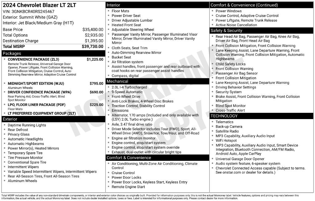 Certified 2024 Chevrolet Blazer LT w/ Convenience Package FWD image 7