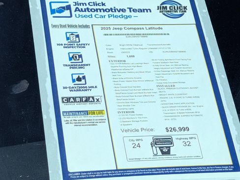 Used 2025 Jeep Compass Latitude w/ Altitude Special Edition AWD/4WD image 12