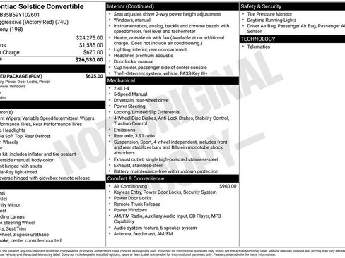 Used 2009 Pontiac Solstice Convertible w/ Preferred Package RWD image 6