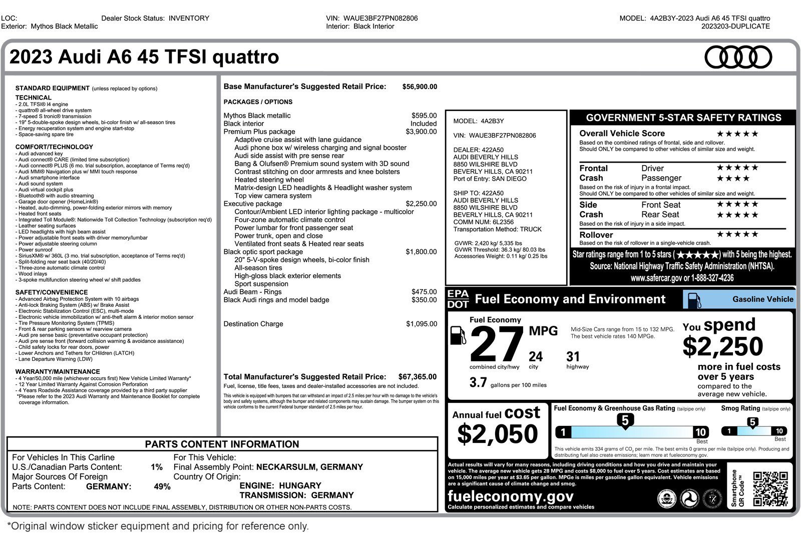Used 2023 Audi A6 Premium Plus w/ Premium Plus Package AWD/4WD image 2