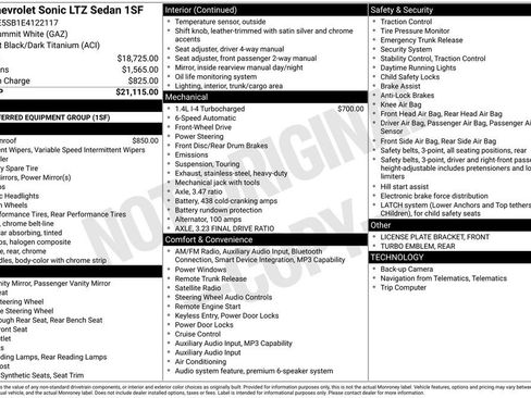 Used 2014 Chevrolet Sonic LTZ FWD image 6