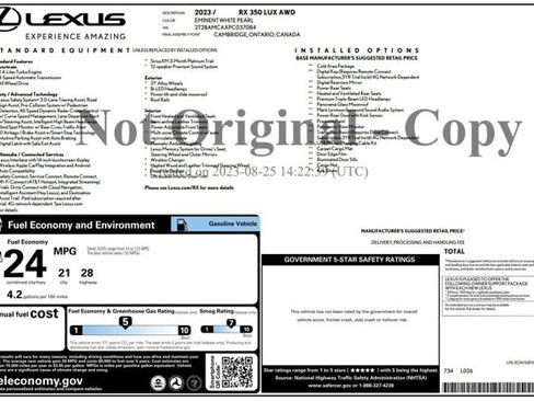 Certified 2023 Lexus RX 350 AWD w/ Cold Area Package image 3