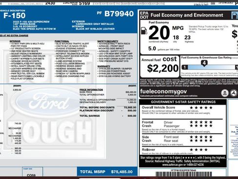 Certified 2023 Ford F150 Platinum w/ Equipment Group 701A High AWD/4WD image 5