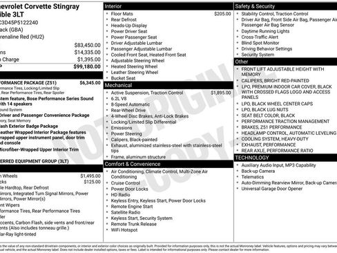 Used 2023 Chevrolet Corvette Stingray Premium Conv w/ Z51 Performance Package RWD image 10