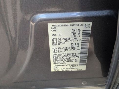 Used 2020 Nissan Frontier SV w/ Midnight Edition Floor Mats image 34