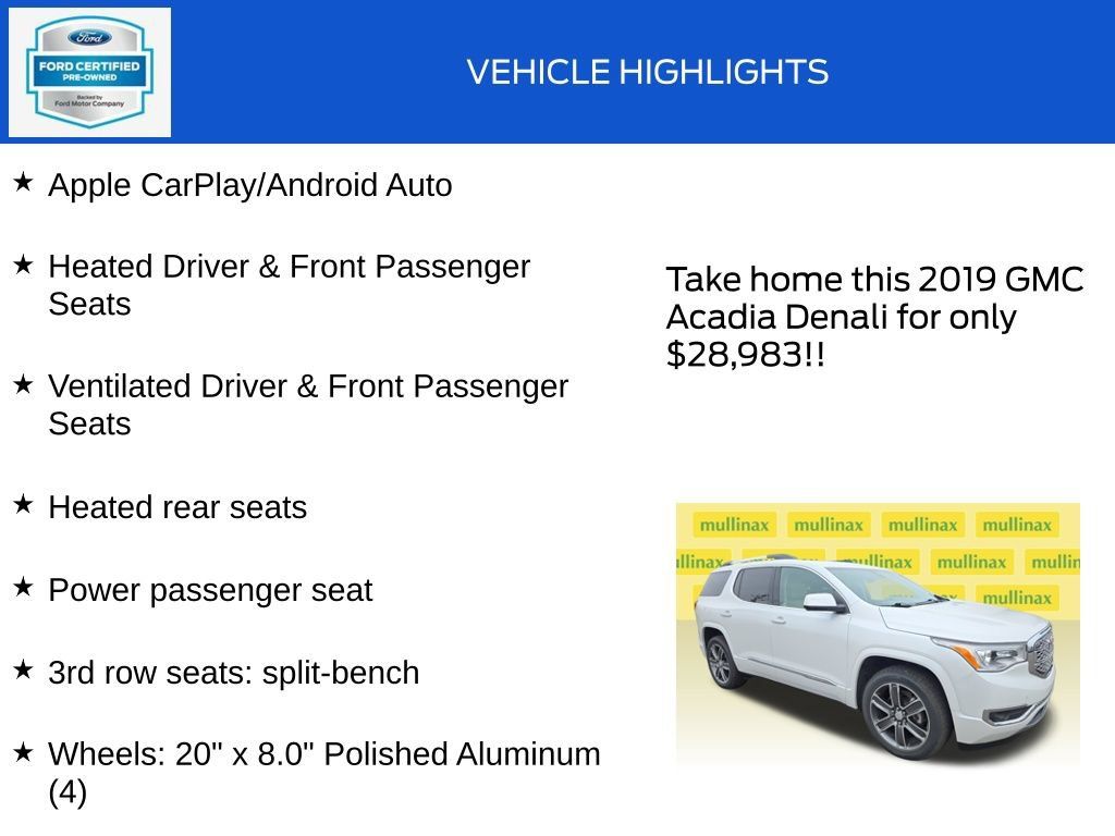 Used 2019 GMC Acadia Denali w/ Technology Package AWD/4WD image 20