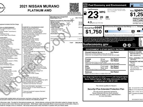 Used 2021 Nissan Murano Platinum w/ Cargo Package AWD/4WD image 5