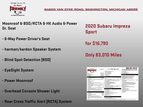 Used 2020 Subaru Impreza 2.0i Sport AWD/4WD image 3