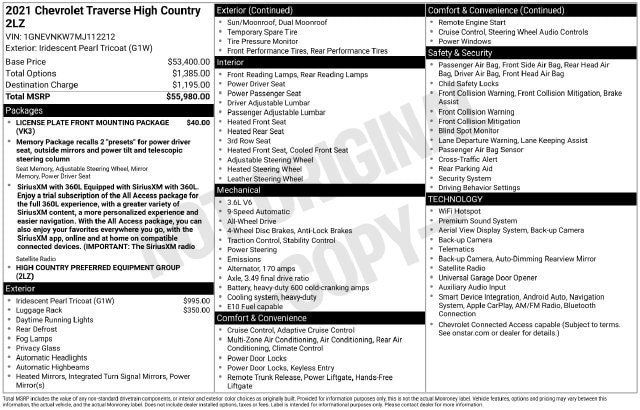 Certified 2021 Chevrolet Traverse High Country AWD/4WD image 2