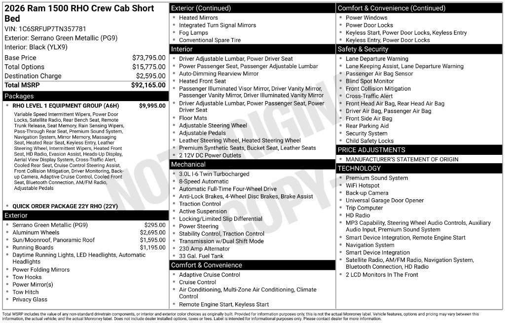 New 2026 RAM 1500 RHO w/ RHO Level 1 Equipment Group AWD/4WD image 9