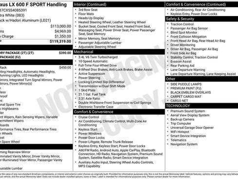 Used 2025 Lexus LX 600 F Sport w/ Accessory Package (2T) AWD/4WD image 29