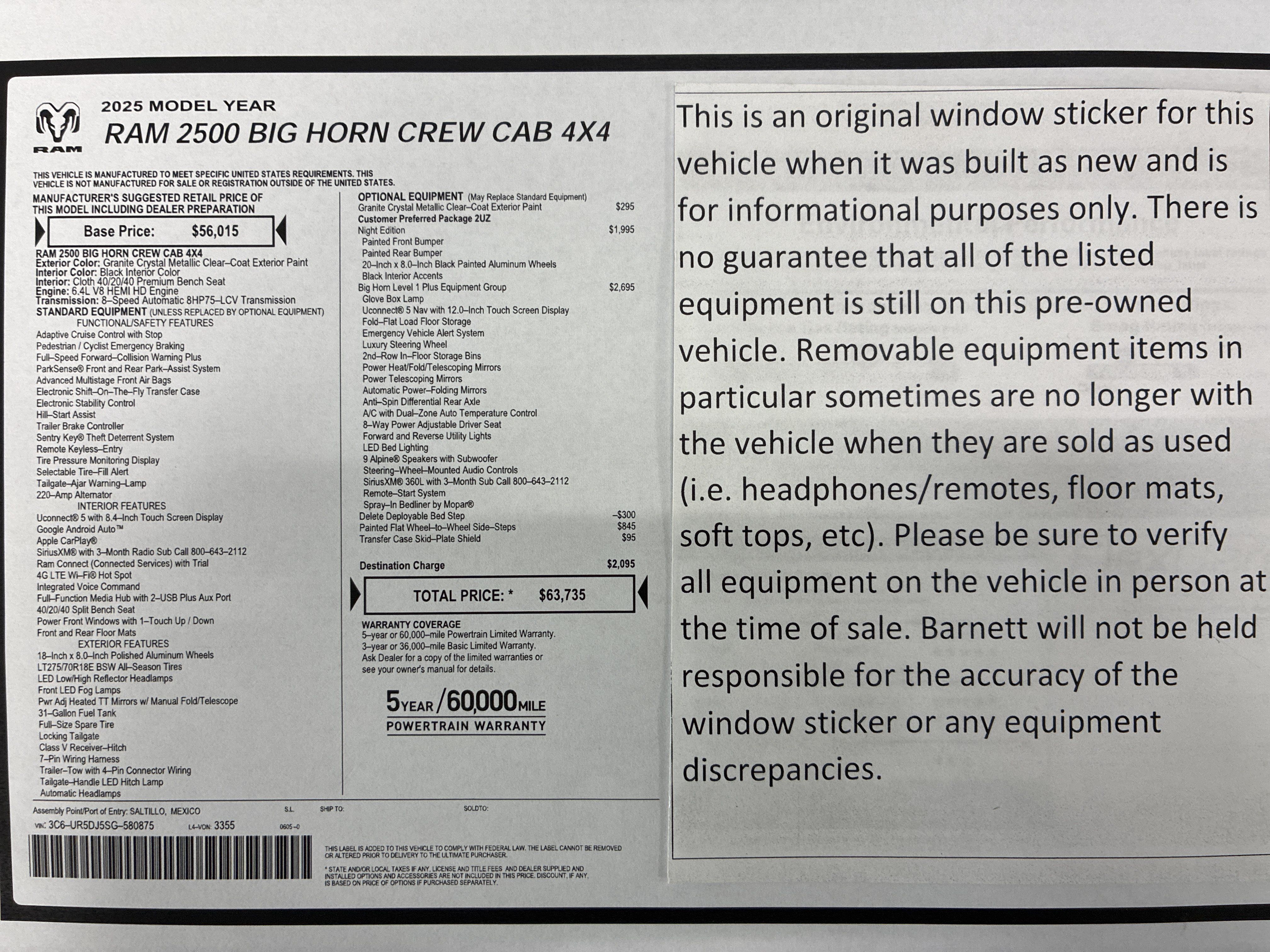 Certified 2025 RAM 2500 Big Horn AWD/4WD image 2