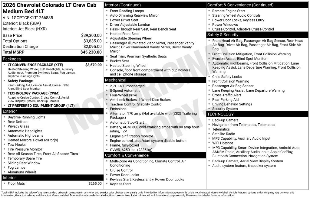 New 2026 Chevrolet Colorado LT w/ LT Convenience Package AWD/4WD image 2