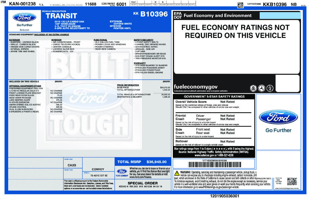 Used 2019 Ford Transit 150 148 Low Roof RWD image 17
