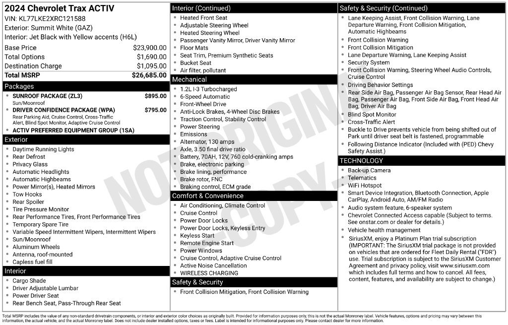 Used 2024 Chevrolet Trax ACTIV w/ Sunroof Package FWD image 31