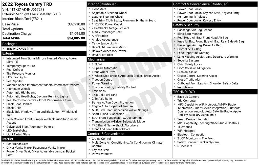 Used 2022 Toyota Camry TRD FWD image 3