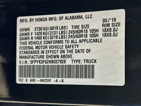 Used 2019 Honda Ridgeline RTL-T image 25