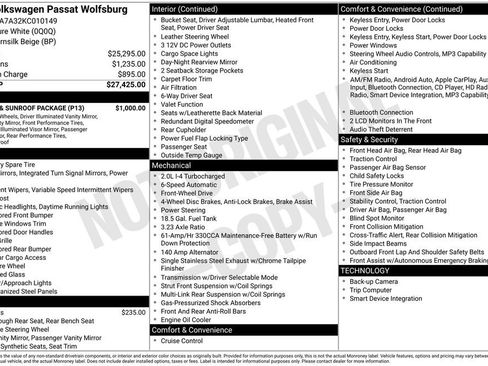 Used 2019 Volkswagen Passat 2.0T Wolfsburg w/ Wheels & Sunroof Package FWD image 7
