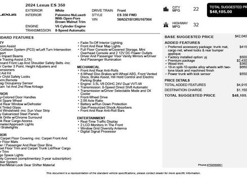 Used 2024 Lexus ES 350 w/ Premium Package FWD image 3