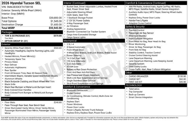 Used 2026 Hyundai Tucson SEL w/ Tow & Go Package FWD image 21